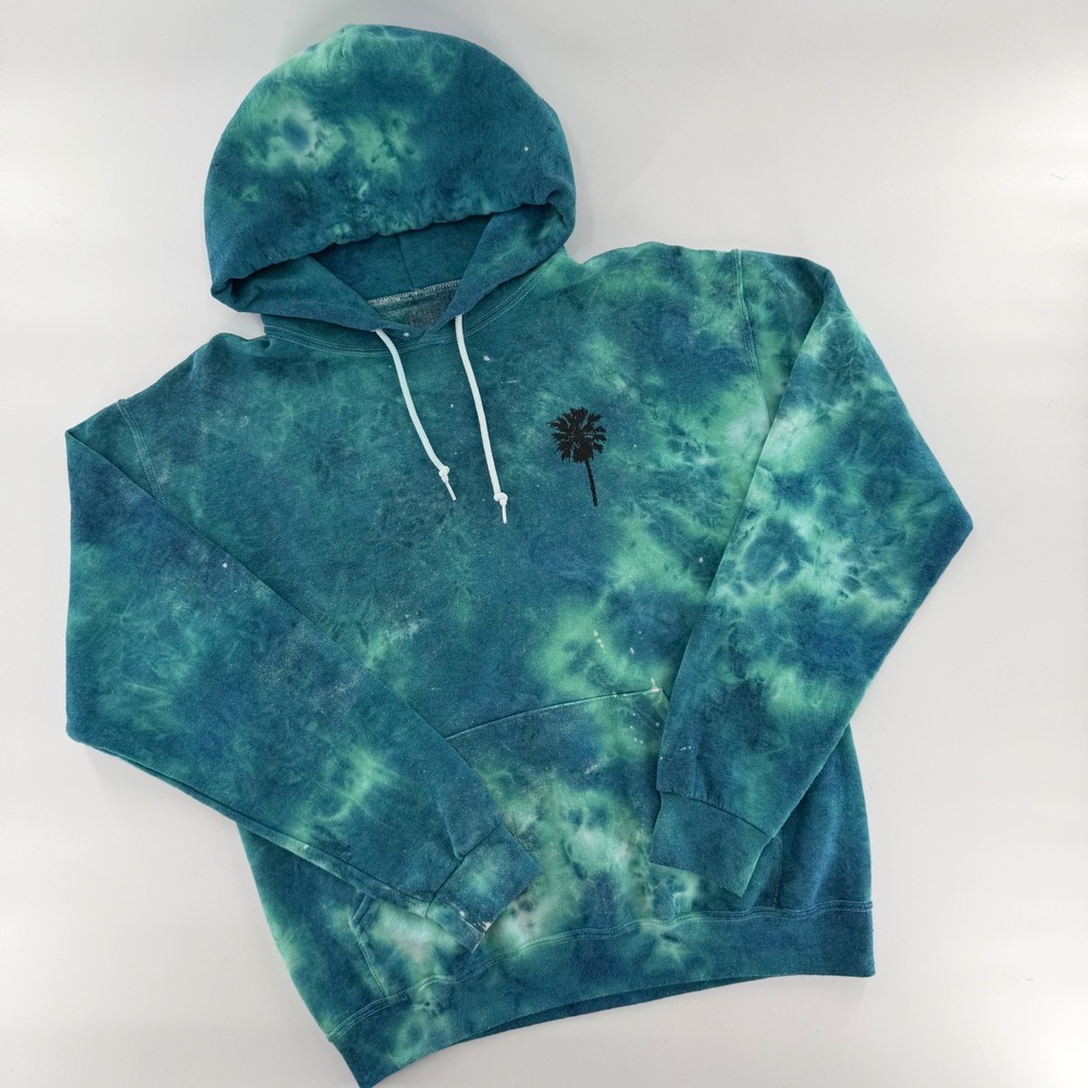Artist Union California Tie Dye Hoodie M Palm Tree Surf Y2K Streetwear - Picture 1 of 10